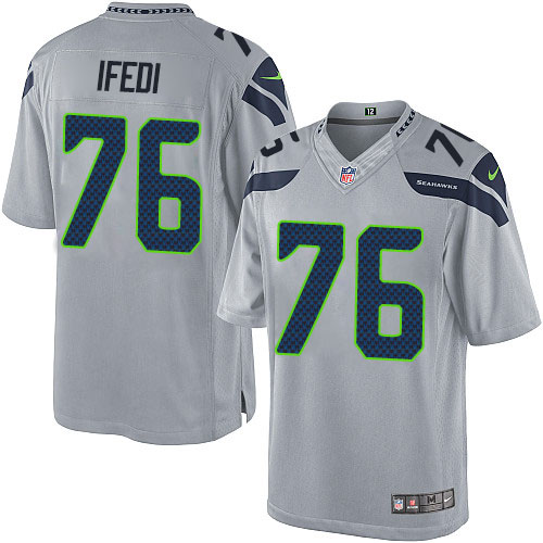 Men's Limited Germain Ifedi Nike Jersey Grey Alternate - #76 NFL Seattle Seahawks